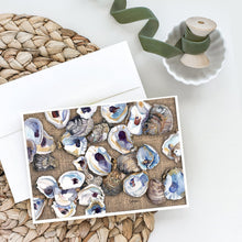 Load image into Gallery viewer, Oyster  on Faux Burlap Greeting Cards -  Blank Note Cards – 8-Pack of Artist-Designed Cards with Envelopes