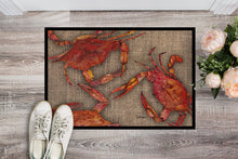Load image into Gallery viewer, Cooked Crabs on Faux Burlap Doormat - 24x36 Decorative Floor Mat – Indoor/Outdoor Rug