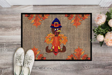 Load image into Gallery viewer, Thanksgiving Turkey Pilgrim Fleur de lis  Doormat - 24x36 Decorative Floor Mat – Indoor/Outdoor Rug