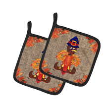 Load image into Gallery viewer, Thanksgiving Turkey Pilgram Fleur de lis Pot Holders - Set of 2 Decorative Kitchen Helpers | Made in the USA 8743PTHD