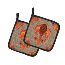 Load image into Gallery viewer, Thanksgiving Turkey Fleur de lis Pot Holders - Set of 2 Decorative Kitchen Helpers | Made in the USA 8744PTHD