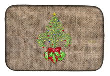 Load image into Gallery viewer, Christmas Tree Fleur de lis Dish Drying Mat – Absorbent, Artistic Kitchen Essentials 8745DDM