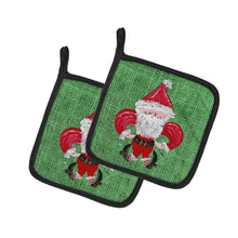 Load image into Gallery viewer, Christmas Santa Fleur de lis Pot Holders - Set of 2 Decorative Kitchen Helpers | Made in the USA 8746PTHD