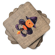 Load image into Gallery viewer, Halloween Pumpkin Bat Fleur de lis Coasters - Set of 4 Lightweight Foam, Absorbent Drink Coasters