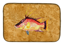 Load image into Gallery viewer, Hog Snapper on Gold Dish Drying Mat – Absorbent, Artistic Kitchen Essentials 8751DDM