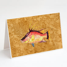 Load image into Gallery viewer, Hog Snapper on Gold Greeting Cards -  Blank Note Cards – 8-Pack of Artist-Designed Cards with Envelopes