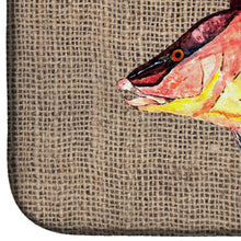 Load image into Gallery viewer, Hog Snapper on Faux Burlap Dish Drying Mat – Absorbent, Artistic Kitchen Essentials 8753DDM