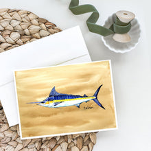 Load image into Gallery viewer, Swordfish on Sandy Beach Greeting Cards -  Blank Note Cards – 8-Pack of Artist-Designed Cards with Envelopes