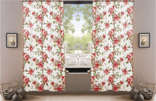 Load image into Gallery viewer, DaDa Bedding Set of 2-Pieces Romantic Roses Pink Floral Sheer Window Panel Curtains (JHW-879)