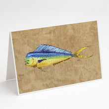 Load image into Gallery viewer, Dolphin Mahi Mahi Greeting Cards -  Blank Note Cards – 8-Pack of Artist-Designed Cards with Envelopes