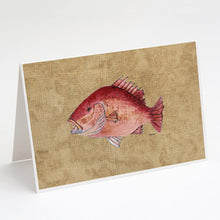 Load image into Gallery viewer, Strawberry Snapper Greeting Cards -  Blank Note Cards – 8-Pack of Artist-Designed Cards with Envelopes