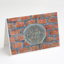 Load image into Gallery viewer, New Orleans Watermeter on Bricks Greeting Cards -  Blank Note Cards – 8-Pack of Artist-Designed Cards with Envelopes