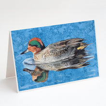 Load image into Gallery viewer, Teal Duck Greeting Cards -  Blank Note Cards – 8-Pack of Artist-Designed Cards with Envelopes