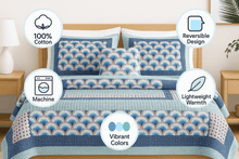 Load image into Gallery viewer, DaDa Bedding Mediterranean Blue Mint Green Patchwork Quilted Bedspread Set (JHW-884)