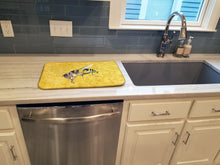 Load image into Gallery viewer, Bee on Yellow Dish Drying Mat – Absorbent, Artistic Kitchen Essentials 8851DDM