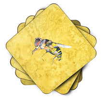 Load image into Gallery viewer, Bee on Yellow Coasters - Set of 4 Lightweight Foam, Absorbent Drink Coasters