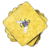 Load image into Gallery viewer, Bee on Yellow Coasters - Set of 4 Lightweight Foam, Absorbent Drink Coasters