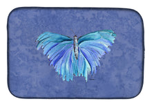 Load image into Gallery viewer, Butterfly on Slate Blue Dish Drying Mat – Absorbent, Artistic Kitchen Essentials 8855DDM