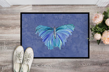 Load image into Gallery viewer, Butterfly on Slate Blue Doormat - 24x36 Decorative Floor Mat – Indoor/Outdoor Rug