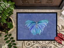 Load image into Gallery viewer, Butterfly on Slate Blue Doormat - 24x36 Decorative Floor Mat – Indoor/Outdoor Rug