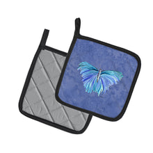 Load image into Gallery viewer, Butterfly on Slate Blue Pot Holders - Set of 2 Decorative Kitchen Helpers | Made in the USA 8855PTHD