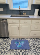 Load image into Gallery viewer, Butterfly on Slate Blue Machine Washable Memory Foam Mat 8855RUG