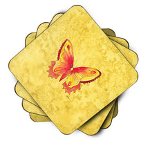 Load image into Gallery viewer, Butterfly on Yellow Coasters - Set of 4 Lightweight Foam, Absorbent Drink Coasters