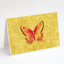 Load image into Gallery viewer, Butterfly on Yellow Greeting Cards -  Blank Note Cards – 8-Pack of Artist-Designed Cards with Envelopes