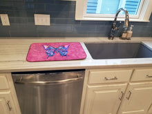 Load image into Gallery viewer, Butterfly on Pink Dish Drying Mat – Absorbent, Artistic Kitchen Essentials 8859DDM