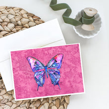 Load image into Gallery viewer, Butterfly on Pink Greeting Cards -  Blank Note Cards – 8-Pack of Artist-Designed Cards with Envelopes