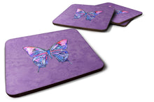 Load image into Gallery viewer, Butterfly on Purple Coasters - Set of 4 Lightweight Foam, Absorbent Drink Coasters