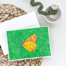 Load image into Gallery viewer, Butterfly Orange on Green Greeting Cards -  Blank Note Cards – 8-Pack of Artist-Designed Cards with Envelopes