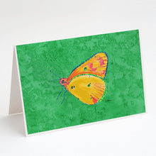 Load image into Gallery viewer, Butterfly Orange on Green Greeting Cards -  Blank Note Cards – 8-Pack of Artist-Designed Cards with Envelopes
