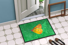 Load image into Gallery viewer, Butterfly Orange on Green Doormat - 24x36 Decorative Floor Mat – Indoor/Outdoor Rug
