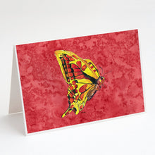 Load image into Gallery viewer, Butterfly on Red Greeting Cards -  Blank Note Cards – 8-Pack of Artist-Designed Cards with Envelopes