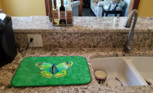 Load image into Gallery viewer, Butterfly Green on Green Dish Drying Mat – Absorbent, Artistic Kitchen Essentials 8863DDM