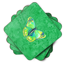 Load image into Gallery viewer, Butterfly Green on Green Coasters - Set of 4 Lightweight Foam, Absorbent Drink Coasters