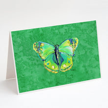 Load image into Gallery viewer, Butterfly Green on Green Greeting Cards -  Blank Note Cards – 8-Pack of Artist-Designed Cards with Envelopes