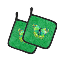 Load image into Gallery viewer, Butterfly Green on Green Pot Holders - Set of 2 Decorative Kitchen Helpers | Made in the USA 8863PTHD