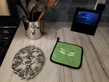 Load image into Gallery viewer, Dragonfly on Avacado Pot Holders - Set of 2 Decorative Kitchen Helpers | Made in the USA 8864PTHD