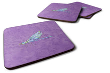 Load image into Gallery viewer, Dragonfly on Purple Coasters - Set of 4 Lightweight Foam, Absorbent Drink Coasters