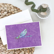 Load image into Gallery viewer, Dragonfly on Purple Greeting Cards -  Blank Note Cards – 8-Pack of Artist-Designed Cards with Envelopes