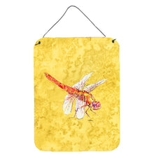 Load image into Gallery viewer, Dragonfly on Yellow Aluminium Metal Wall or Door Hanging Prints