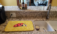 Load image into Gallery viewer, Lady Bug on Yellow Dish Drying Mat – Absorbent, Artistic Kitchen Essentials 8867DDM