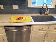 Load image into Gallery viewer, Lady Bug on Yellow Dish Drying Mat – Absorbent, Artistic Kitchen Essentials 8867DDM
