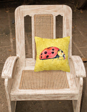 Load image into Gallery viewer, Lady Bug on Yellow   Canvas Throw Pillow - 14x14 Decorative Pillow – Art for Your Home &amp; Patio