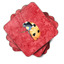 Load image into Gallery viewer, Lady Bug on Red Coasters - Set of 4 Lightweight Foam, Absorbent Drink Coasters