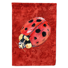 Load image into Gallery viewer, Lady Bug on Deep Red Flag Canvas House Size