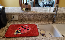 Load image into Gallery viewer, Lady Bug on Deep Red Dish Drying Mat – Absorbent, Artistic Kitchen Essentials 8870DDM