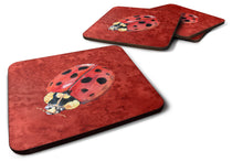 Load image into Gallery viewer, Lady Bug on Deep Red Coasters - Set of 4 Lightweight Foam, Absorbent Drink Coasters